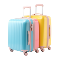 A group of colorful suitcases isolated png
