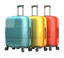 A group of colorful suitcases isolated png