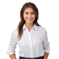 Cheerful brunette business woman isolated png