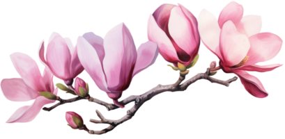 Pink magnolia flower isolated png