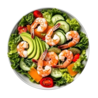 salada a partir de verde folhas misturar e legumes com abacate e camarão isolado png