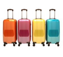 A group of colorful suitcases isolated png