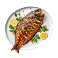 Grilled fish with lemon png