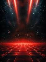 Ai generative Backdrop With Illumination Of Red Spotlights For Flyers realistic image ultra hd high design photo
