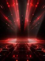 Ai generative Backdrop With Illumination Of Red Spotlights For Flyers realistic image ultra hd high design photo