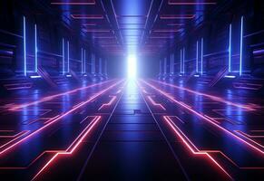 Ai Generative Neon illuminated futuristic backdrop realistic image, ultra hd, high design very detailed photo