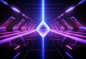 Ai Generative Neon illuminated futuristic backdrop realistic image, ultra hd, high design very detailed photo