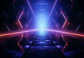 Ai Generative Neon illuminated futuristic backdrop realistic image, ultra hd, high design very detailed photo