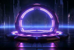 Neon illuminated futuristic backdrop realistic image, ultra hd, high design very detailed photo