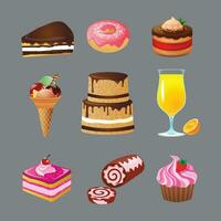 A group of different desserts vector