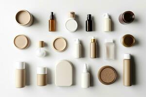 cosmetic beauty products containers on white background. Generative AI photo