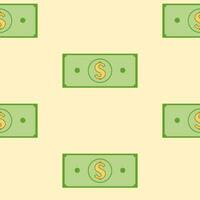 Money seamless pattern. Color background with cash, isolated vector elements. Currency, business, exchange. Illustration for template, banner, poster.
