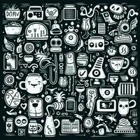 collection of social media monochromatic doodle photo