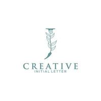 Initial Letter J and Floral Logo vector, Botanical Minimalistic Letter Feminine Logo design template vector