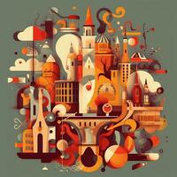 flat design vector style image of create an illustration photo