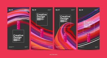 four vertical banners with abstract shapes vector