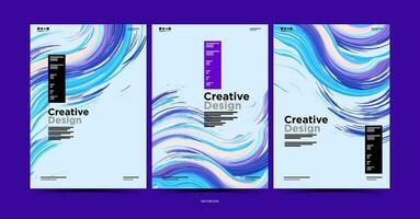 three vertical banners with abstract waves vector