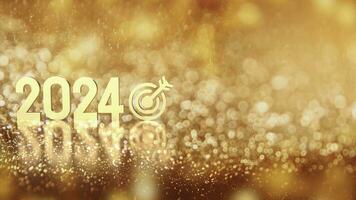 The Gold 2024 Number for New year Business concept 3d rendering photo