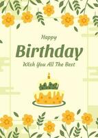 Floral 5x7 BirthDay Greeting Cards template