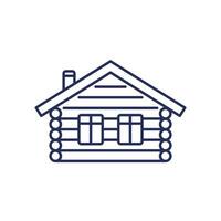 log cabin line icon, wooden house vector