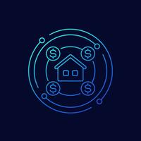 subasta casa, rebaja icono, lineal diseño vector