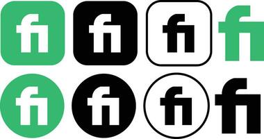 Set of Fiverr app icon freelancing market is perfect for use in any mobile app-related project. Collection Modern design with the iconic Fiver logo in a clean. Use it on your website vector