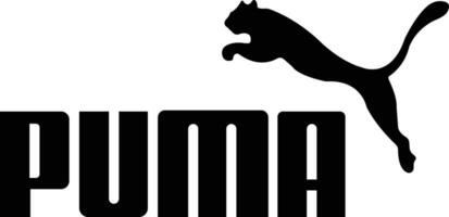 Puma sportswear brand logo. Shoe brand black logotype stock vector on transparent background