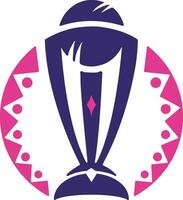 ICC  international cricket council  trophy logo for ODI cricket world cup 2023 in India template. Brand identity logotype man cricket world cup trophy. Stock vector