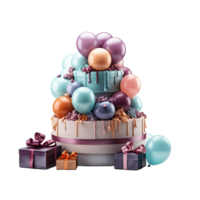 glücklich Geburtstag, glücklich Geburtstag png, glücklich Geburtstag Kuchen, glücklich Geburtstag Ballon, transparent Hintergrund, ai generativ png