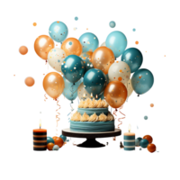 content anniversaire, content anniversaire png, content anniversaire gâteau, content anniversaire ballon, transparent arrière-plan, ai génératif png