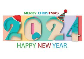 2024 happy new year.Paper cut 2024 word for new year festival.card,happy,Vector concept luxury designs and new year celebration. vector