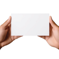 Hands Holding A White Card, Hands Holding Blank Paper Png, Blank Card With Hand, Transparent Background, AI Generative png