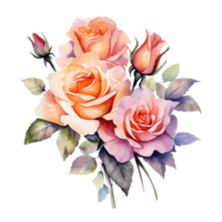 Rose flower bouquet watercolor for valentine, Flower bouquet png, Rose flower bouquet png, Transparent Background, AI Generative png