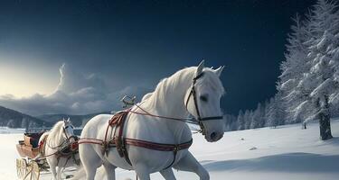 caballo en invierno bosque. generativo ai foto