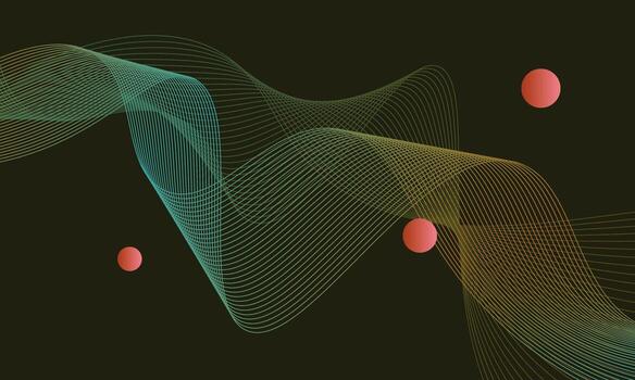Gradient wavy lines with circle on background. vector