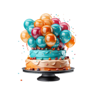 feliz aniversário, feliz aniversário png, feliz aniversário bolo, feliz aniversário balão, transparente fundo, ai generativo png