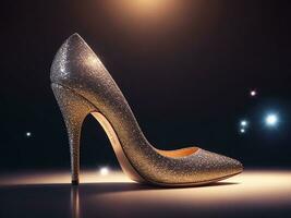 A Golden Gleaming  High Heel. Generative AI photo