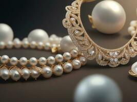 Pearl necklace. Generative AI photo