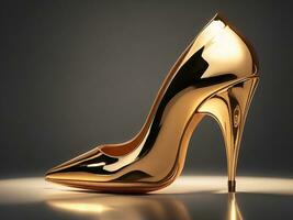 A Golden Gleaming  High Heel. Generative AI photo