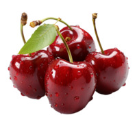 Cherry, Sweet cherry icon, Sweet cherry png, 3d rendering ripe, Transparent Background, AI Generative png