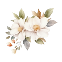 Blumen- Hochzeit Dekoration, Blumen- Dekoration zum Hochzeit Aquarell, transparent Hintergrund, ai generativ png