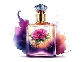 Luxury Perfume Bottle Watercolor. Generative AI photo