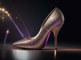A Golden Gleaming  High Heel. Generative AI photo