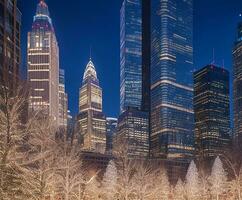 city skyline at night. Generative AI photo