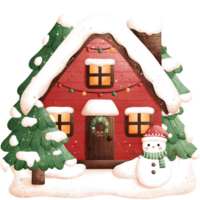 Watercolor Christmas House Illustration png