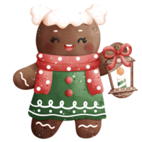 Watercolor Gingerbread Woman Illustration png