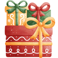 Watercolor Christmas Gift Boxes Illustration png