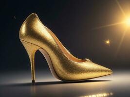 A Golden Gleaming  High Heel. Generative AI photo