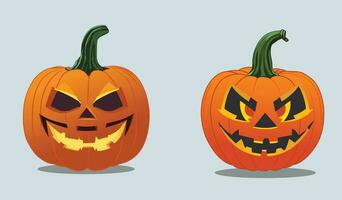 Set pumpkin  Orange pumpkin with smile for your design for the holiday Halloween. Vector illustration.