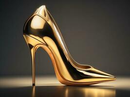 A Golden Gleaming  High Heel. Generative AI photo